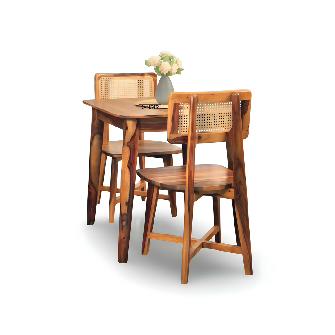 Discover the Aqua Two Seater Dining Set crafted from premium Sheesham wood and natural cane. Perfect for stylish, compact dining spaces—shop now!