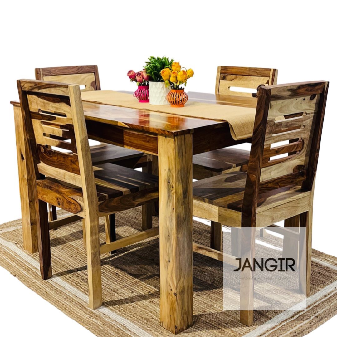 Transform your dining area with our exquisite four seater wooden dining table set  in Bangalore, crafted from solid Sheesham wood. Explore our collection and avail the best deals on quality furniture