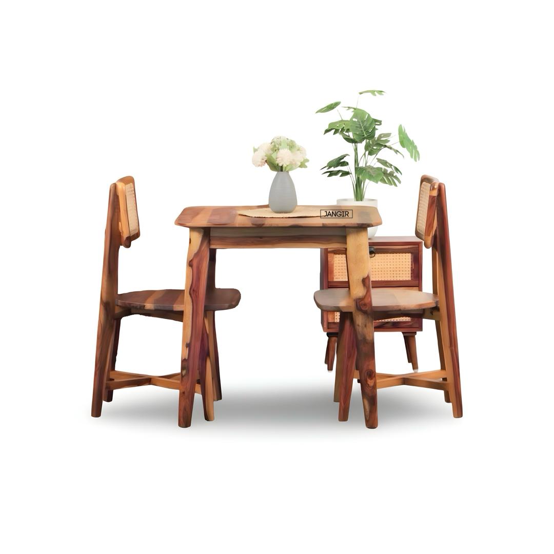 Discover the Aqua Two Seater Dining Set crafted from premium Sheesham wood and natural cane. Perfect for stylish, compact dining spaces—shop now!