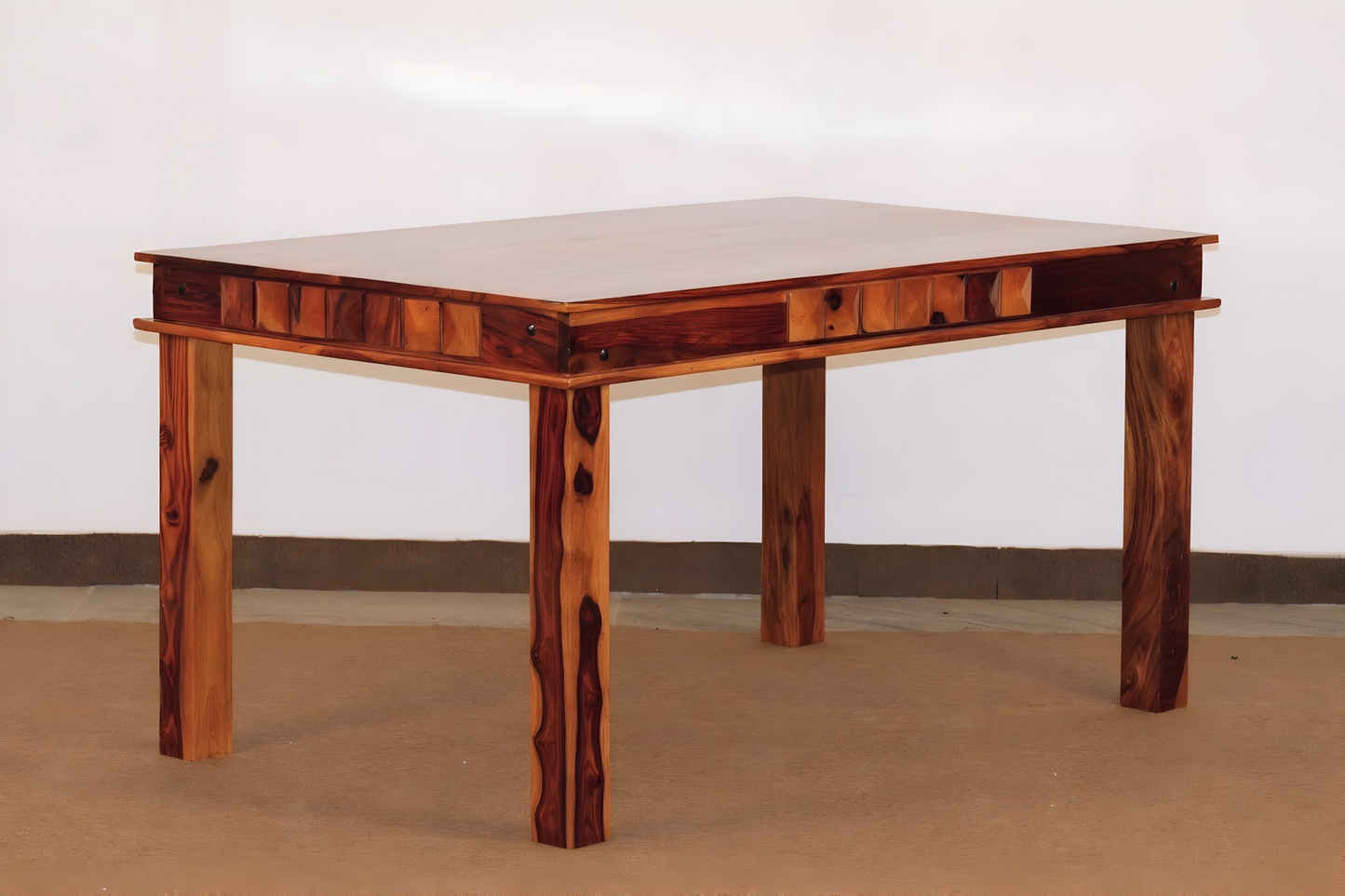Enhance the elegance of your dining space with sheesham wood made Diamond Solid Wood Dining Set Six Seater, Shop now
