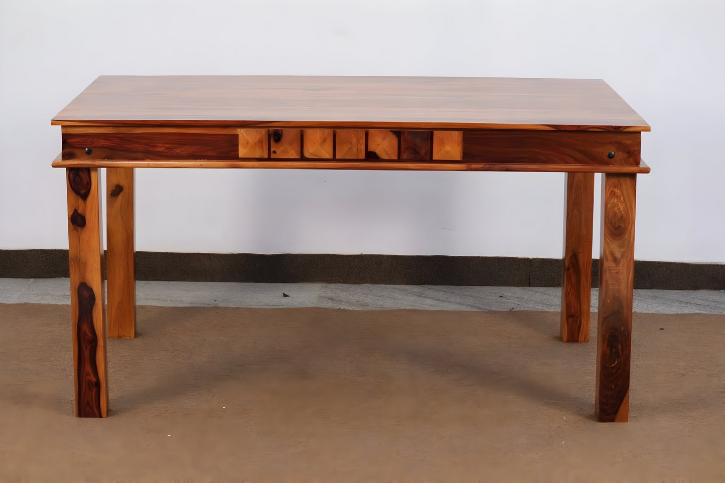 Enhance the elegance of your dining space with sheesham wood made Diamond Solid Wood Dining Set Six Seater, Shop now