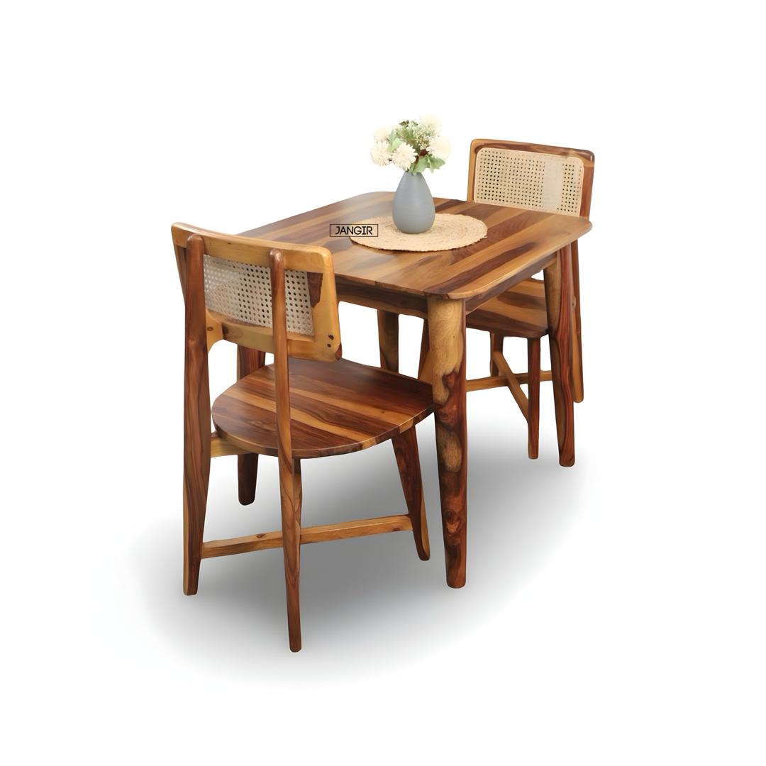 Discover the Aqua Two Seater Dining Set crafted from premium Sheesham wood and natural cane. Perfect for stylish, compact dining spaces—shop now!