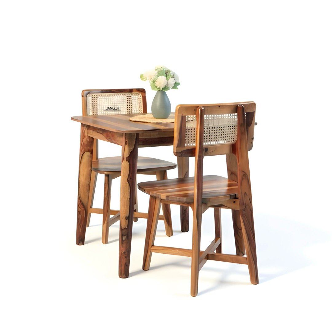 Discover the Aqua Two Seater Dining Set crafted from premium Sheesham wood and natural cane. Perfect for stylish, compact dining spaces—shop now!