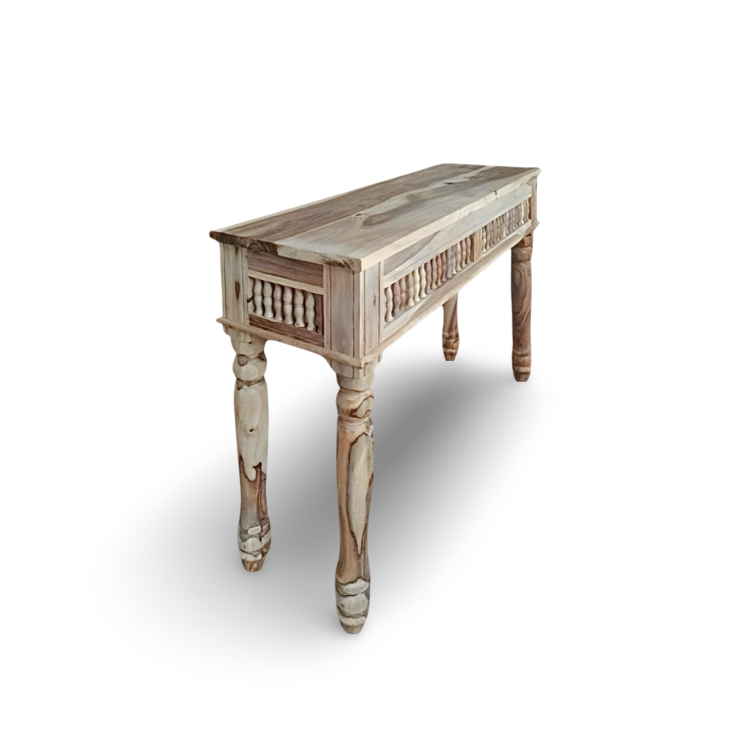 Elevate your living room or entryway with our elegant Solid Sheesham Wood Slim Console Table. Shop wooden console table now for timeless style and durability.