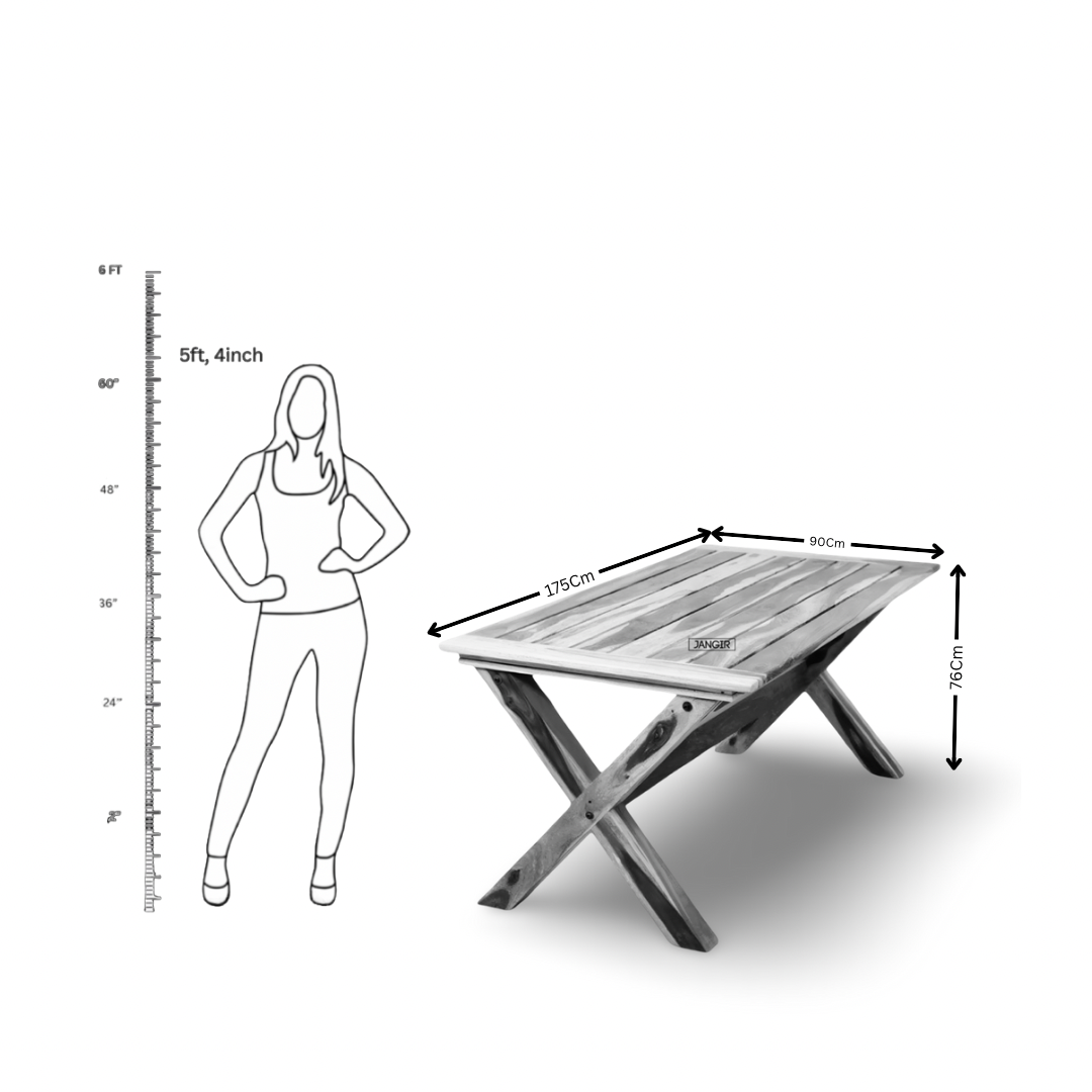 Discover the durable sheesham wood  Lusitania Outdoor Dining Set. Shop all-season Wooden Dining Table for Outdoor, garden and balcony near you in Bangalore