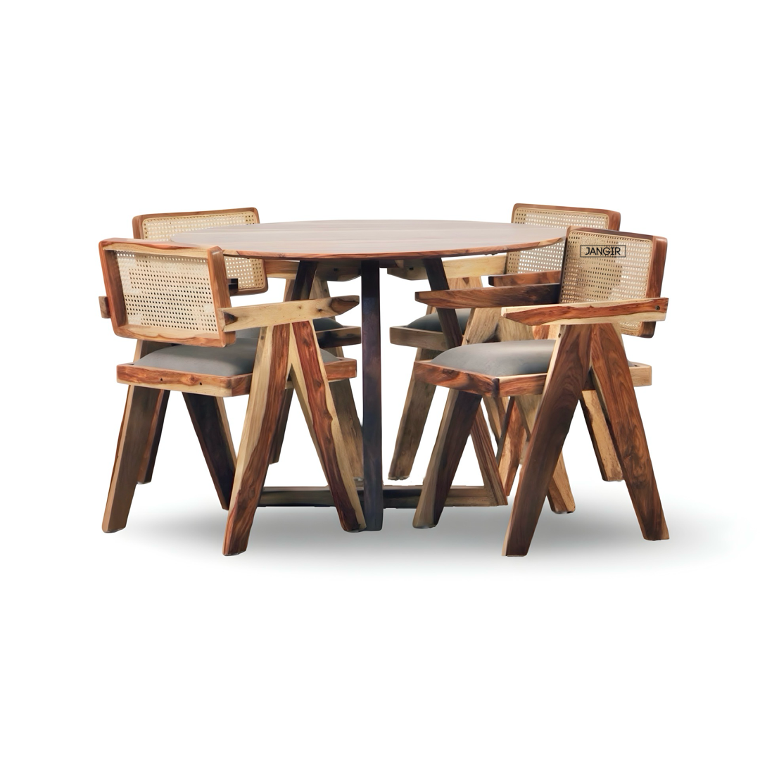 Discover elegance and comfort with our Sheesham Wood Round Dining Set. Shop now for quality and style at great prices near you in Bangalore