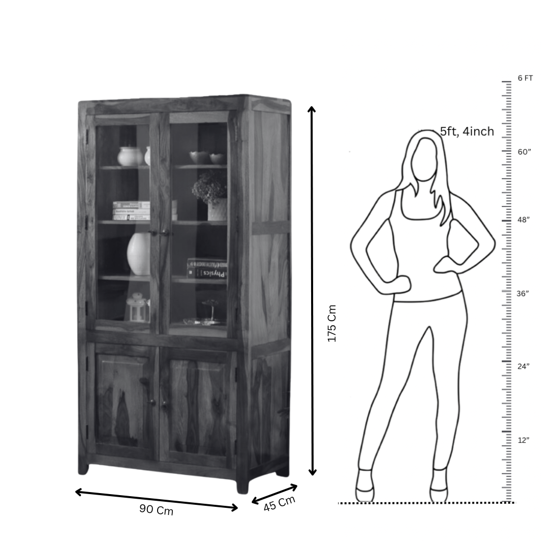 Elevate your dining room with our exquisitely Crockery Unit, crafted with sheesham Wood. Display fine china & glassware in style with our wooden crockery cabinet, buy today !