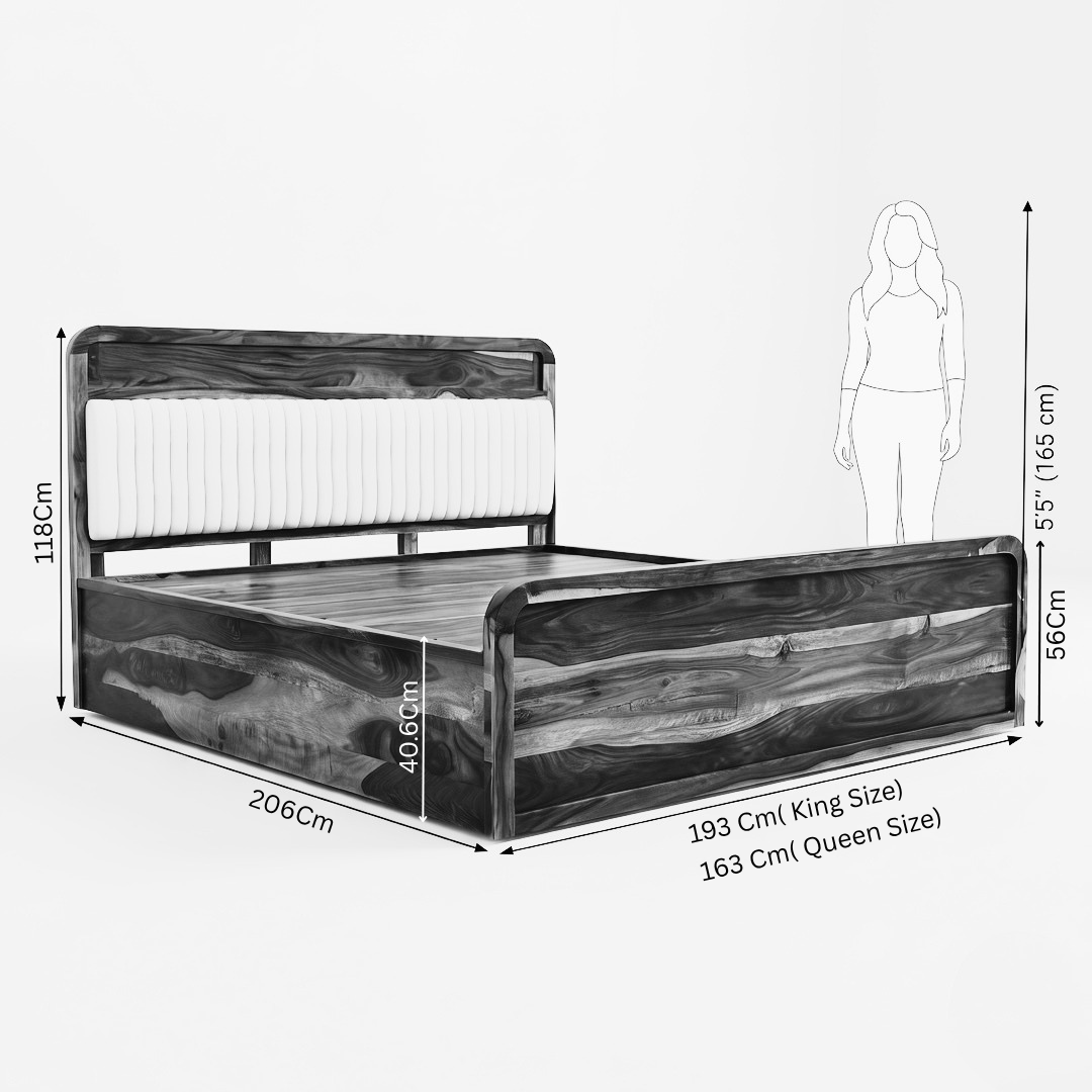 Liner Sheesham Wood Storage Bed