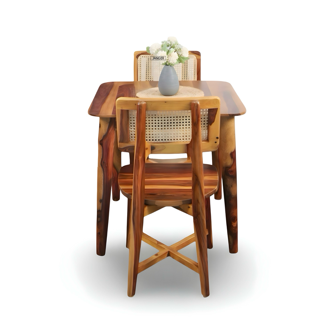Discover the Aqua Two Seater Dining Set crafted from premium Sheesham wood and natural cane. Perfect for stylish, compact dining spaces—shop now!