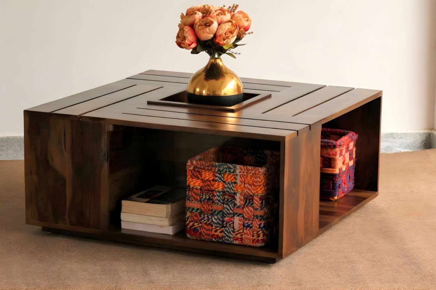 Transform your living space with our exquisite designer center tables crafted from sheesham wood,  with ample storage solutions for all your essentials. Shop the best Coffee tables in Bangalore now!