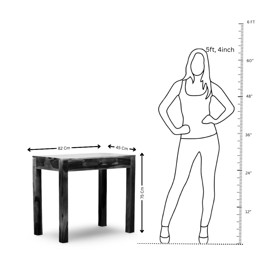 Shop the Cuebic Solid Wood Study Table, made from Sheesham wood. Modern design computer table for compact spaces. Buy online or near you in Bangalore today!