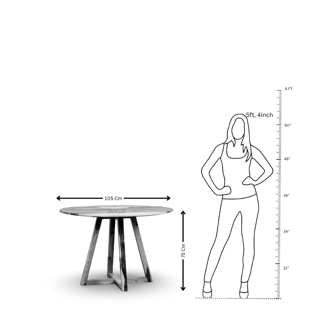 Elevate your dining room with our Sheesham wood made Stear Round Dining Table. Shop designer four seater Round Dining table near you in Bangalore!