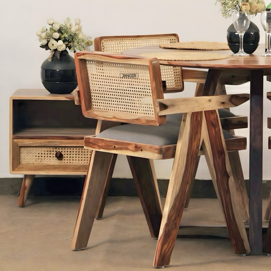 Discover elegance and comfort with our Sheesham Wood Round Dining Set. Shop now for quality and style at great prices near you in Bangalore