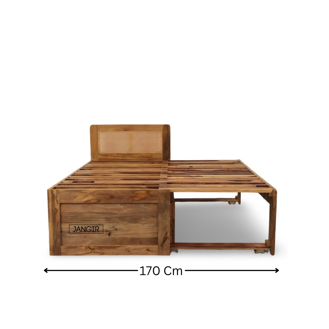 Discover our Space Saving Expandable Bed, Sheesham or mango wood made, smart storage & seamless style. Buy folding bed for small rooms near you.