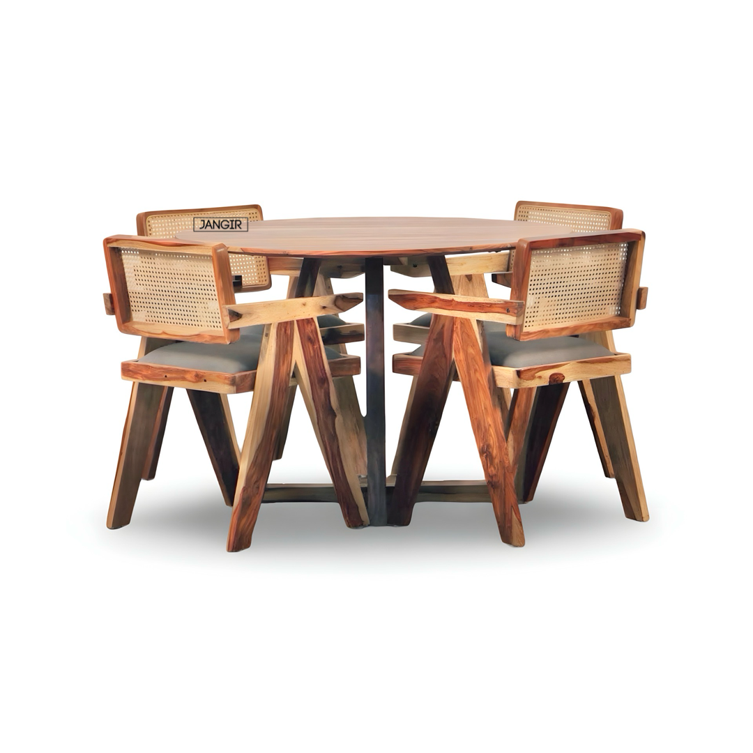 Discover elegance and comfort with our Sheesham Wood Round Dining Set. Shop now for quality and style at great prices near you in Bangalore