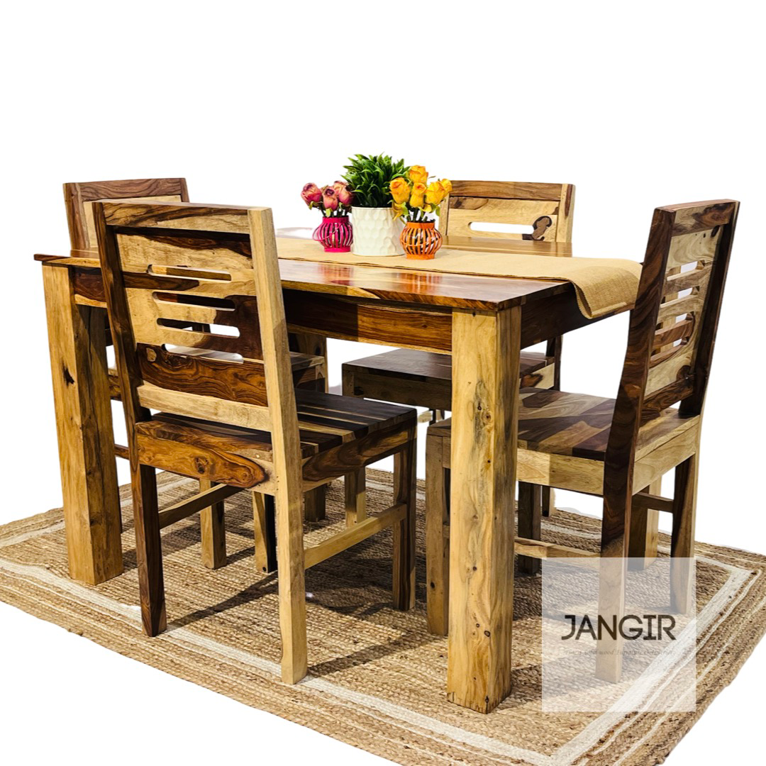 Transform your dining area with our exquisite four seater wooden dining table set  in Bangalore, crafted from solid Sheesham wood. Explore our collection and avail the best deals on quality furniture