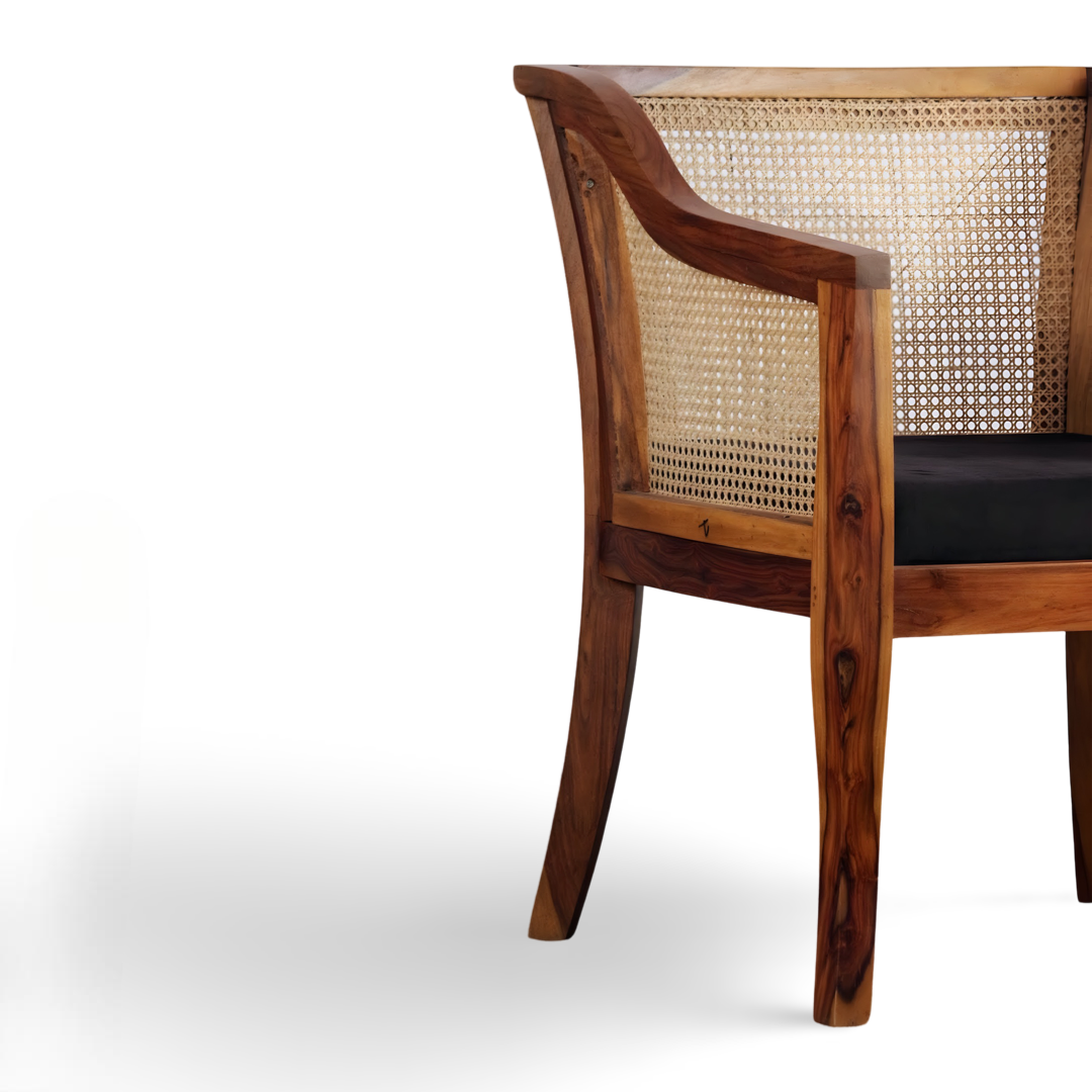 Discover the charm of natural wicker craftsmanship in our elegant cane chairs for living room, made with sheesham wood. Enjoy unmatched comfort and style for a timeless addition to your home decor!