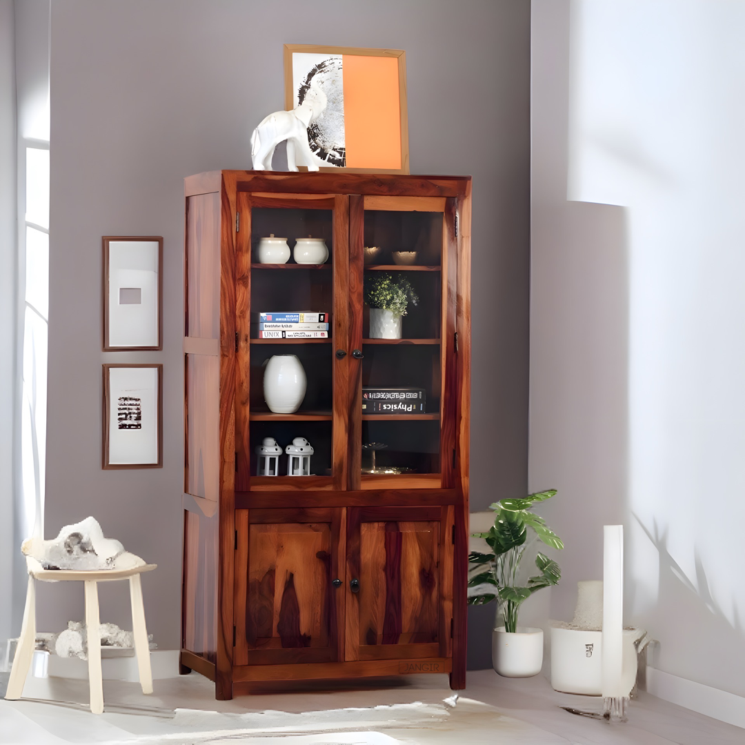 Elevate your dining room with our exquisitely Crockery Unit, crafted with sheesham Wood. Display fine china & glassware in style with our wooden crockery cabinet, buy today !