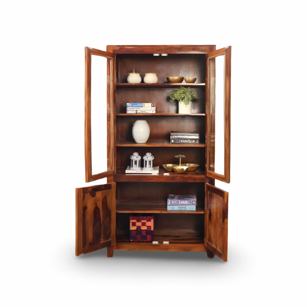 Elevate your dining room with our exquisitely Crockery Unit, crafted with sheesham Wood. Display fine china & glassware in style with our wooden crockery cabinet, buy today !