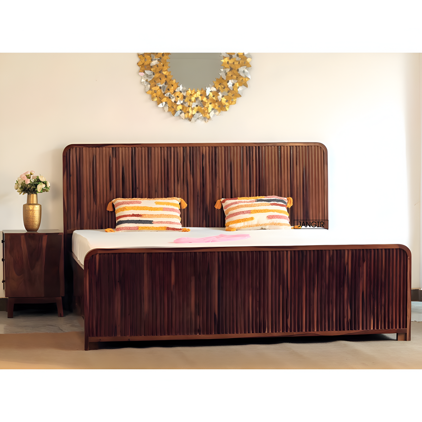 Upgrade your bedroom with our Strriper Solid Wood Storage Bed made from sheesham wood. Explore our range of Designer wooden bed with king size and queen size options in Bangalore !