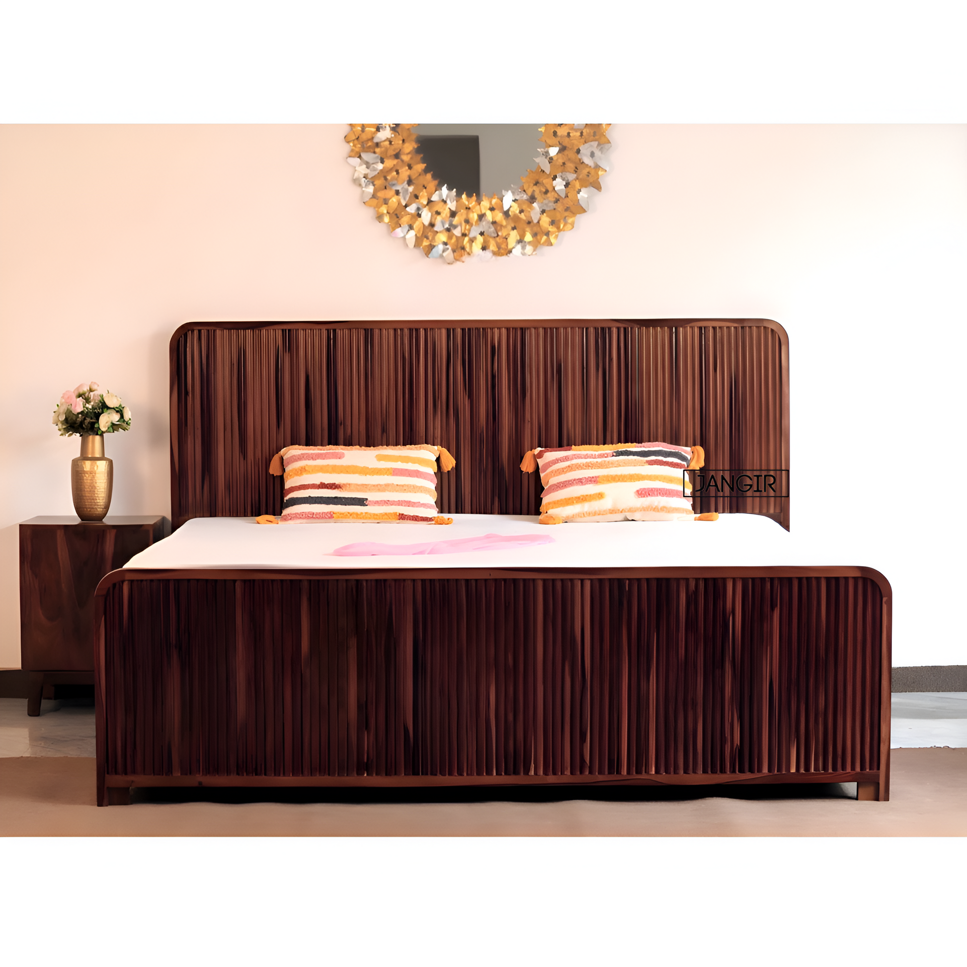 Upgrade your bedroom with our Strriper Solid Wood Storage Bed made from sheesham wood. Explore our range of Designer wooden bed with king size and queen size options in Bangalore !