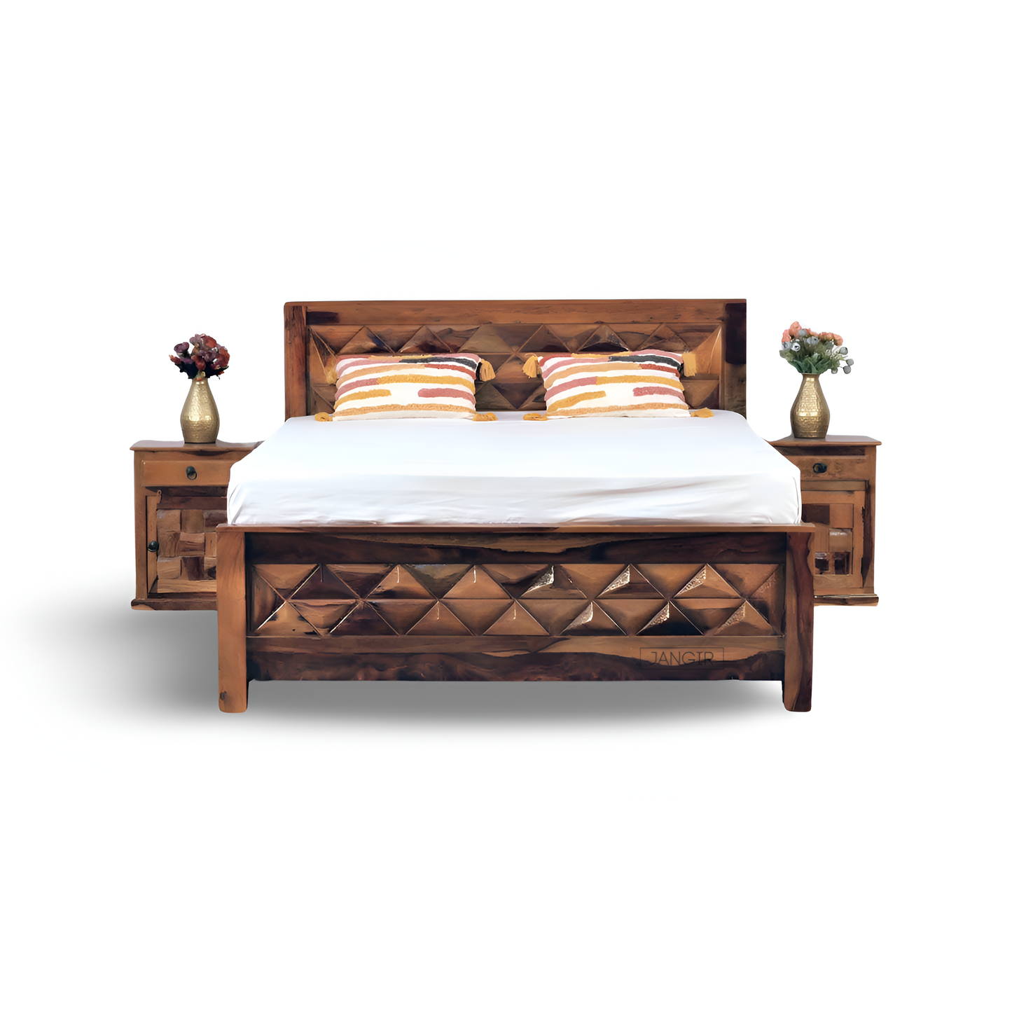 Discover our executive Triangle Pyramid Solid Wood Storage Bed, made from sheesham wood. Buy king and queen size double bed with storage near you in Bangalore!