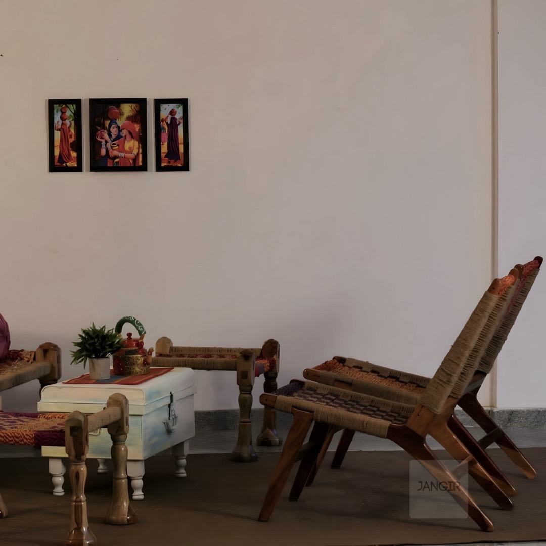 Enhance your living room or outdoor space with our sheesham wood Jute Rope Weave Solid Wood Easy Chair. Buy Wooden easy chair online or near you in Bangalore