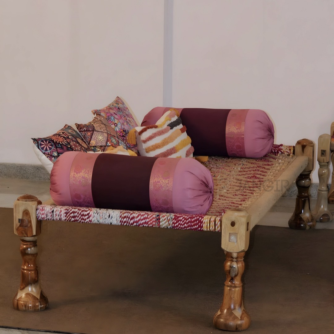Upgrade your home with our Natural Jute Weave Charpai Bed, sheesham wood made. Buy wooden charpai khatiya for living or outdoor online or near you in Bangalore