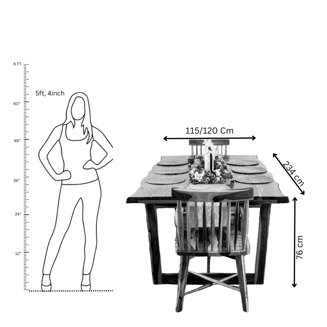 Experience the slab wood beauty and durability of our designer live edge dining table sets crafted from sheesham wood. Buy online / in-store modern eight-seater dining table & create memorable moments
