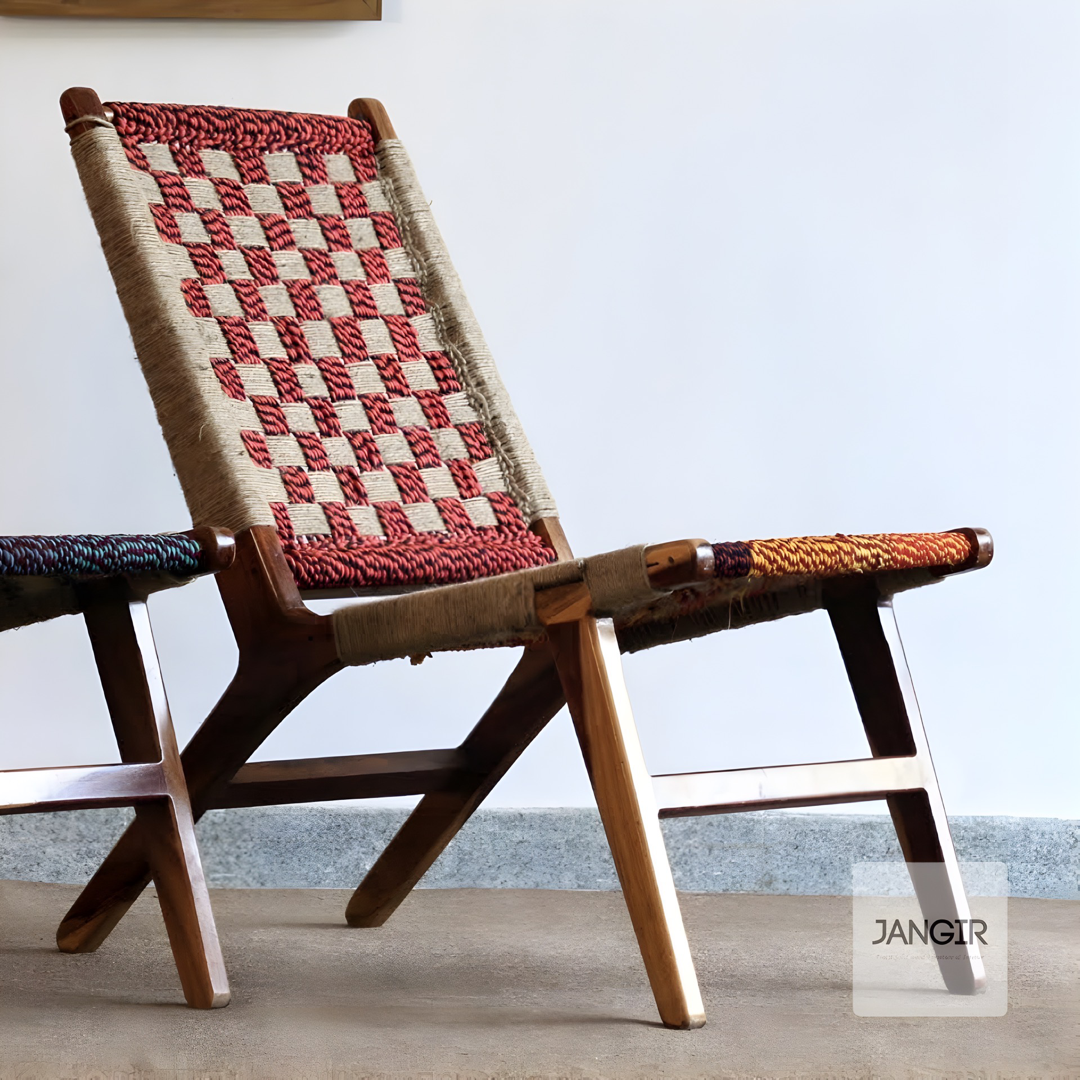 Enhance your living room or outdoor space with our sheesham wood Jute Rope Weave Solid Wood Easy Chair. Buy Wooden easy chair online or near you in Bangalore