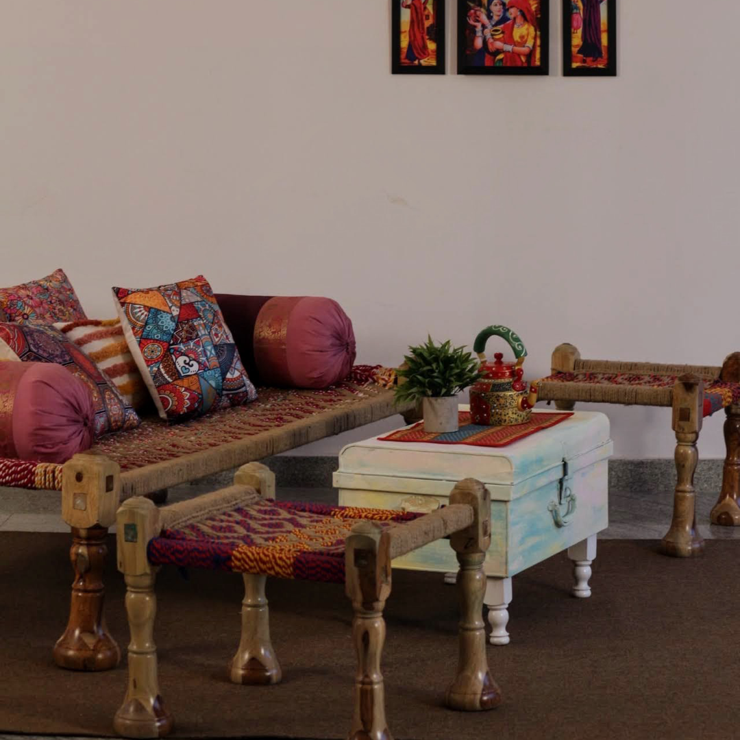 Upgrade your home with our Natural Jute Weave Charpai Bed, sheesham wood made. Buy wooden charpai khatiya for living or outdoor online or near you in Bangalore