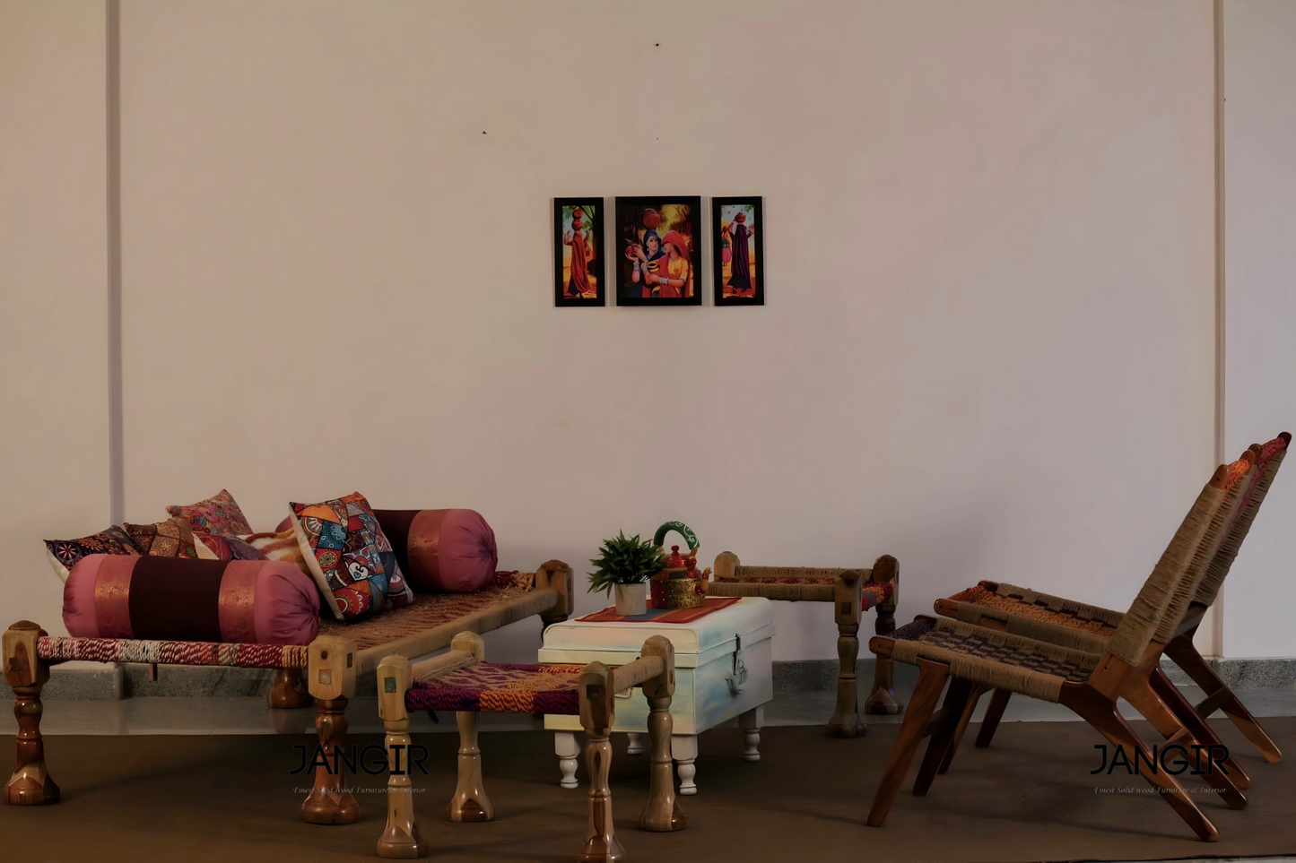 Upgrade your home with our Natural Jute Weave Charpai Bed, sheesham wood made. Buy wooden charpai khatiya for living or outdoor online or near you in Bangalore