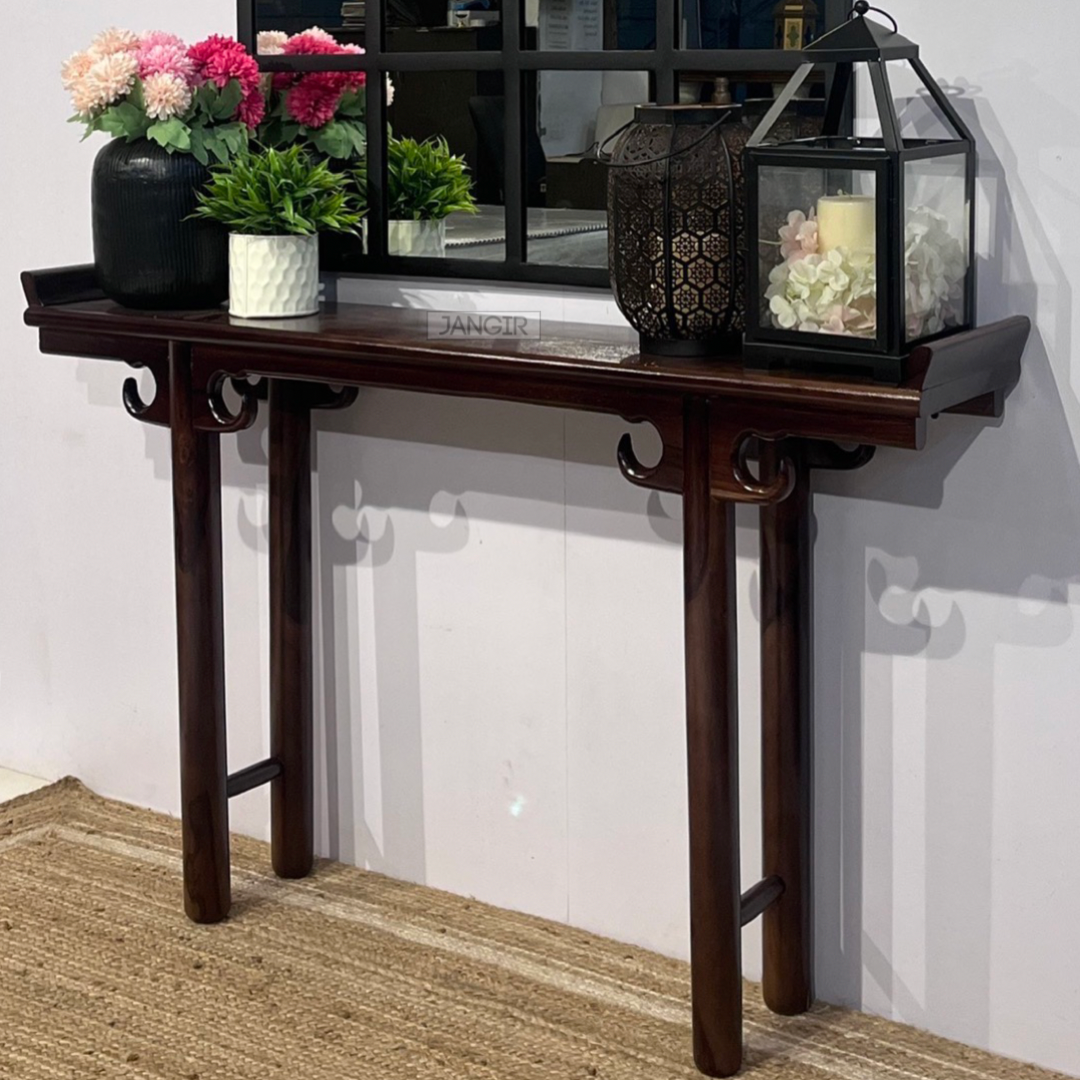 Complete your living room with our elegant Taj Solid Wood Console Table, crafted from sheesham wood, this Designer Console Table is ideal for any Living room or foyer. Shop now!