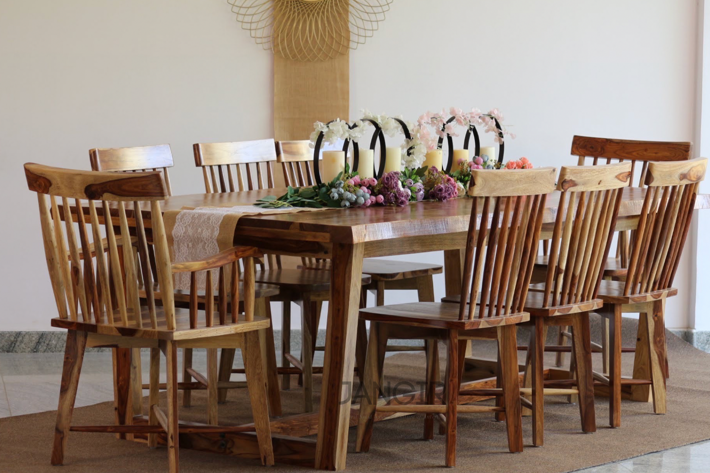 Experience the beauty of our Diviner Live edge Eight Seater Dining Table Set, made from sheesham wood. Buy luxury & modern eight seater dining table today!
