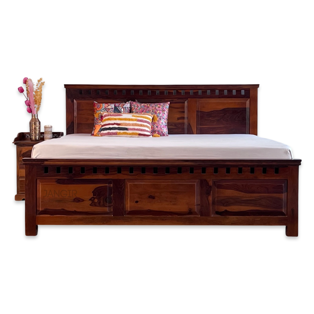 Upgrade your bedroom with our Solid wood liner storage bed, made from sheesham wood. Shop Stylish king and queen size beds with storage online or near you in Bangalore !