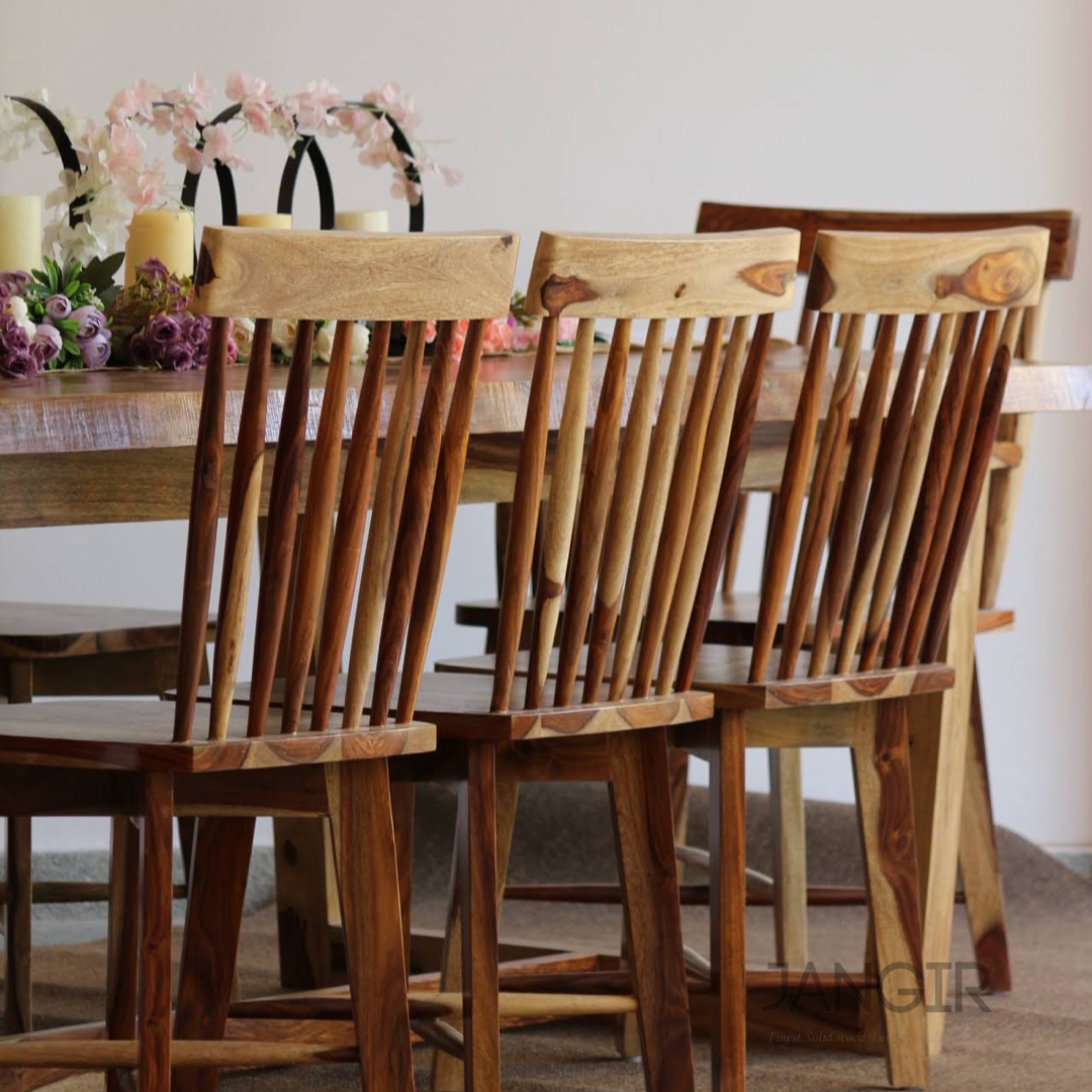 Experience the slab wood beauty and durability of our designer live edge dining table sets crafted from sheesham wood. Buy online / in-store modern eight-seater dining table & create memorable moments