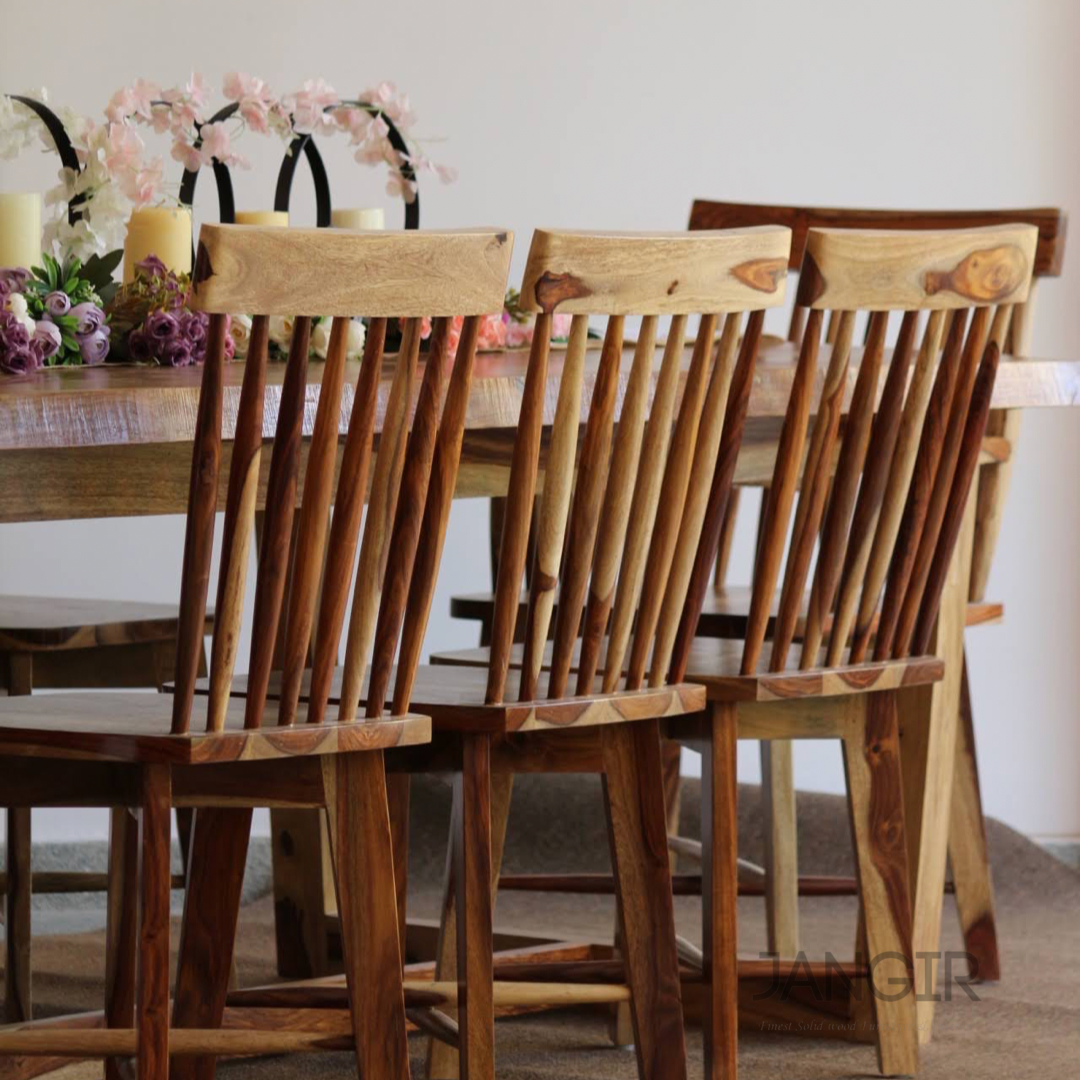 Experience the beauty of our Diviner Live edge Eight Seater Dining Table Set, made from sheesham wood. Buy luxury & modern eight seater dining table today!