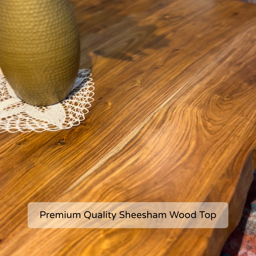 Elevate your dining experience with our premium sheesham wood Flora Live Edge Dining Table With Cane Weave Chairs. Buy luxury six seater dining table today