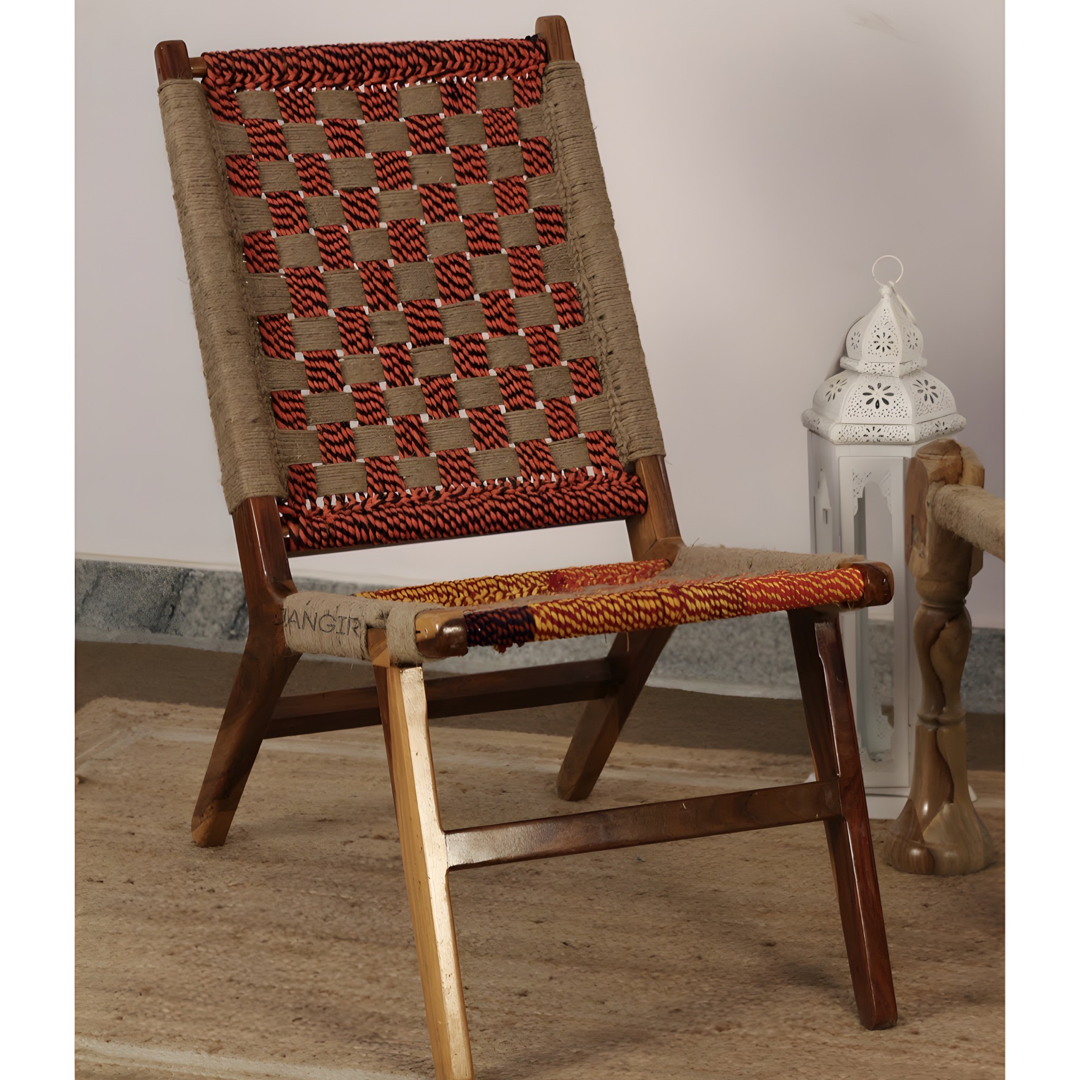 Enhance your living room or outdoor space with our sheesham wood Jute Rope Weave Solid Wood Easy Chair. Buy Wooden easy chair online or near you in Bangalore