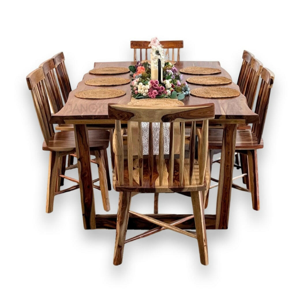 Experience the beauty of our Diviner Live edge Eight Seater Dining Table Set, made from sheesham wood. Buy luxury & modern eight seater dining table today!