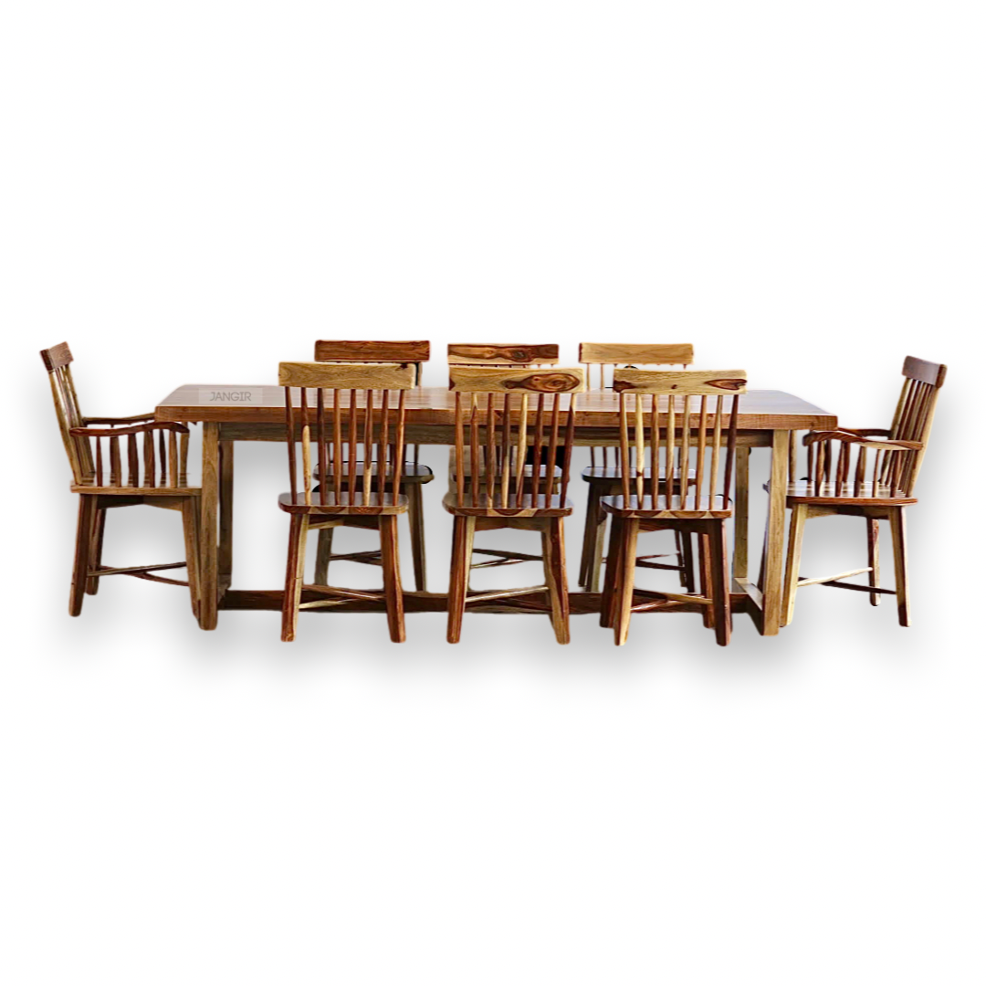 Experience the beauty of our Diviner Live edge Eight Seater Dining Table Set, made from sheesham wood. Buy luxury & modern eight seater dining table today!
