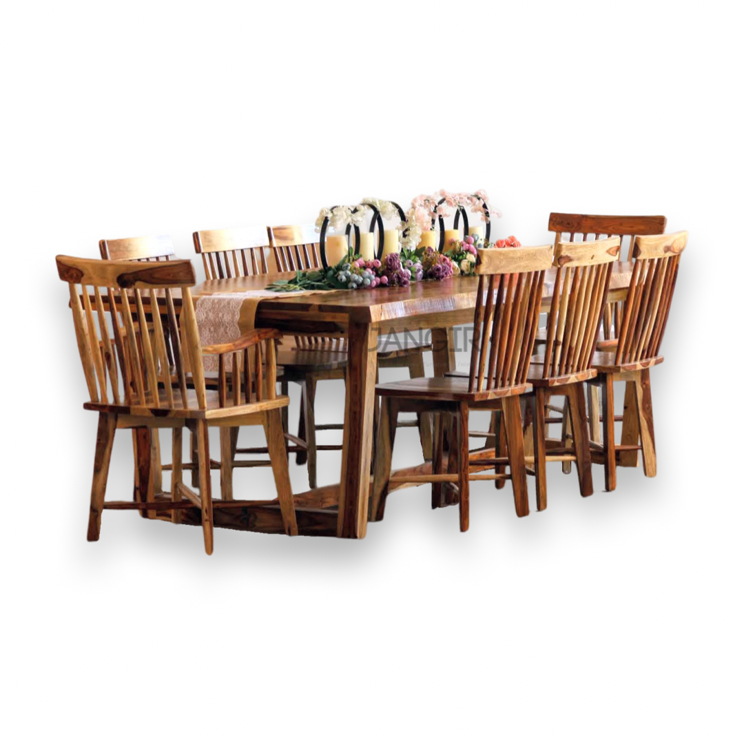 Experience the slab wood beauty and durability of our designer live edge dining table sets crafted from sheesham wood. Buy online / in-store modern eight-seater dining table & create memorable moments