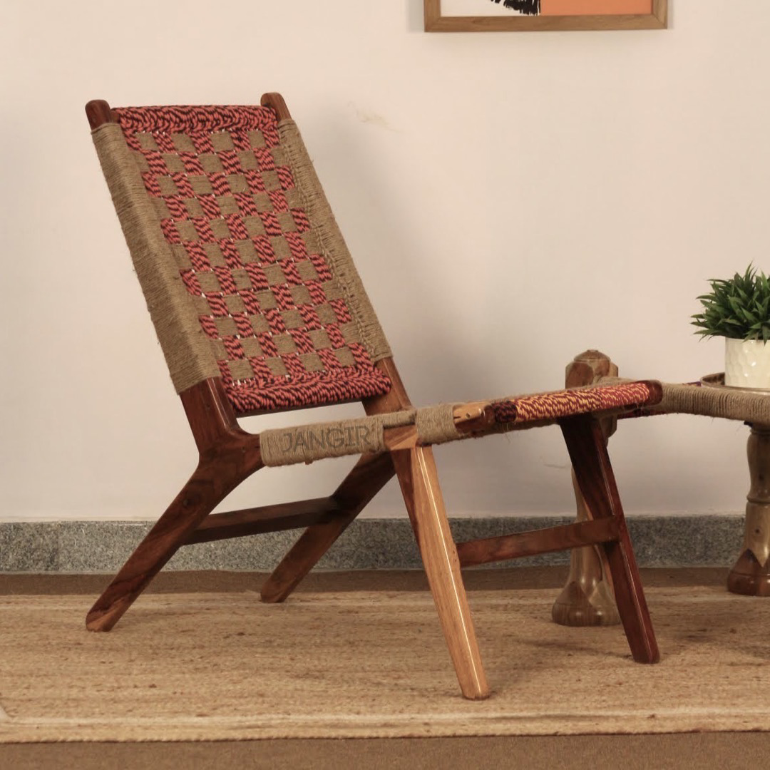 Enhance your living room or outdoor space with our sheesham wood Jute Rope Weave Solid Wood Easy Chair. Buy Wooden easy chair online or near you in Bangalore