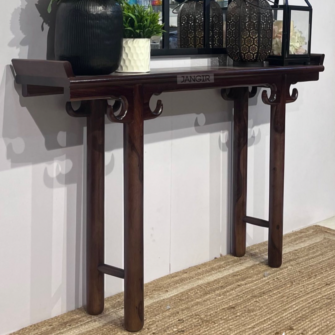 Complete your living room with our elegant Taj Solid Wood Console Table, crafted from sheesham wood, this Designer Console Table is ideal for any Living room or foyer. Shop now!