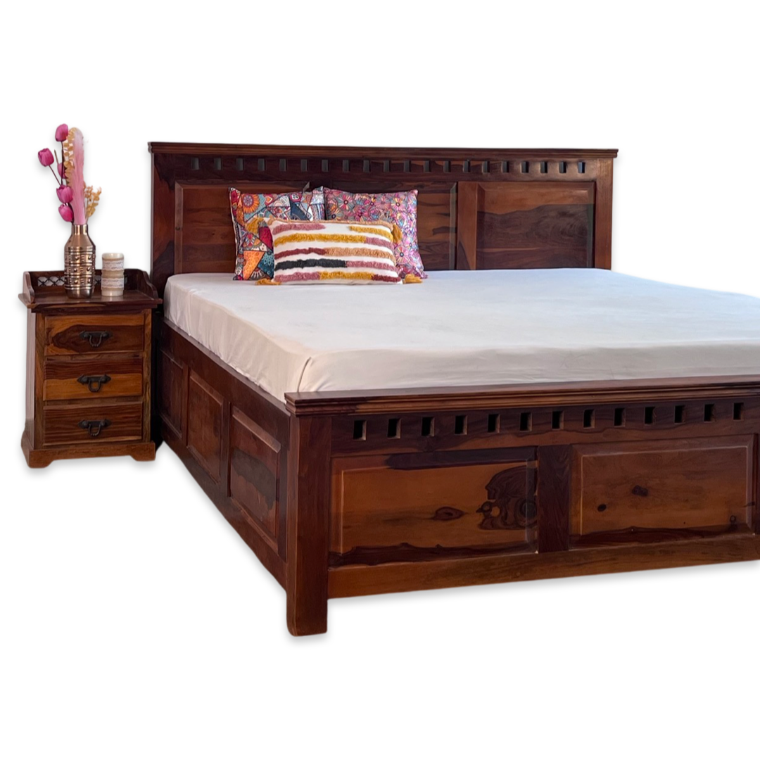 Looking for a spacious and durable bed? Our stunning selection of storage beds made from sheesham wood near you in Bangalore. Stylish king and queen size options with ample storage space, Shop now!