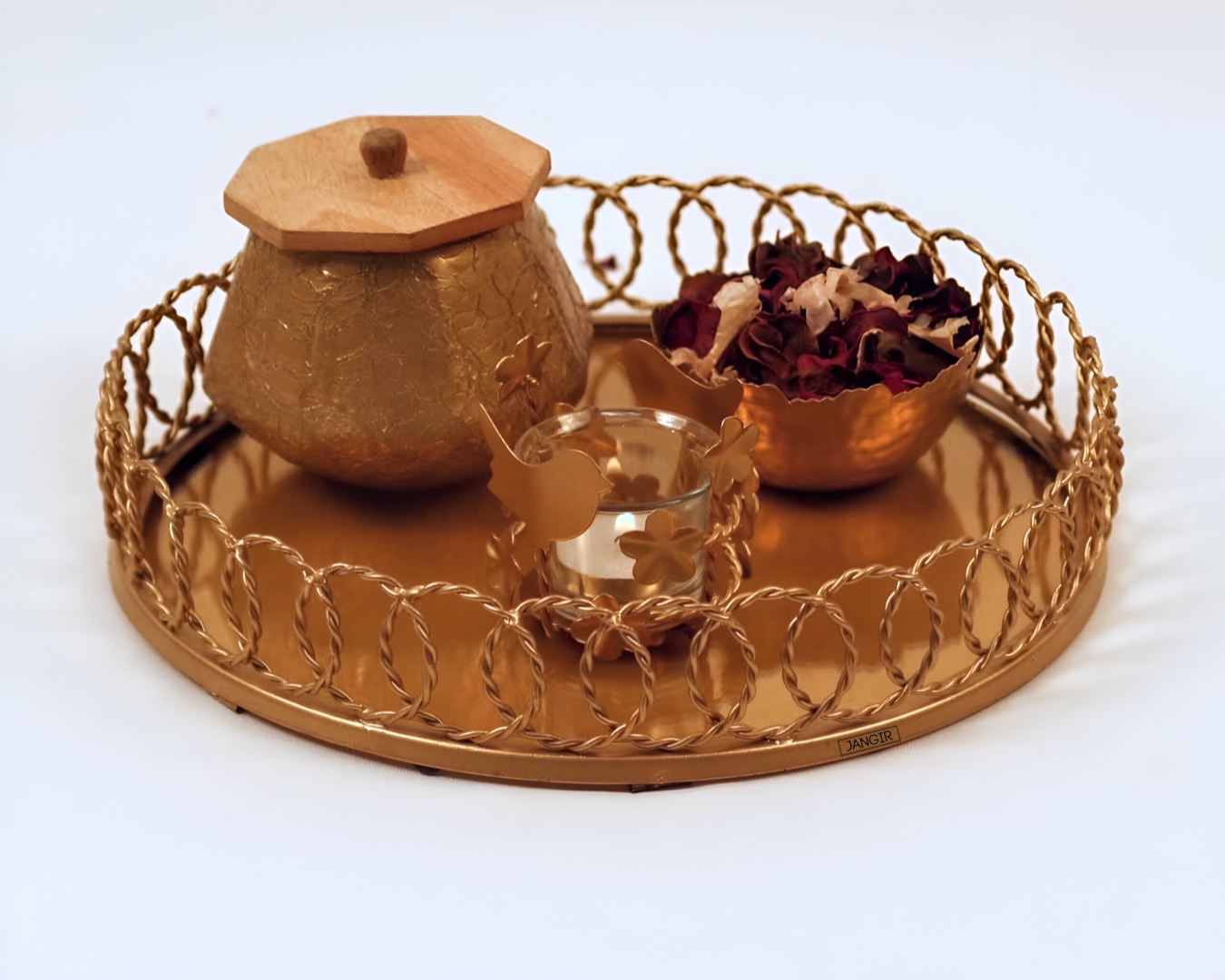 Golden Wire Glass Tray