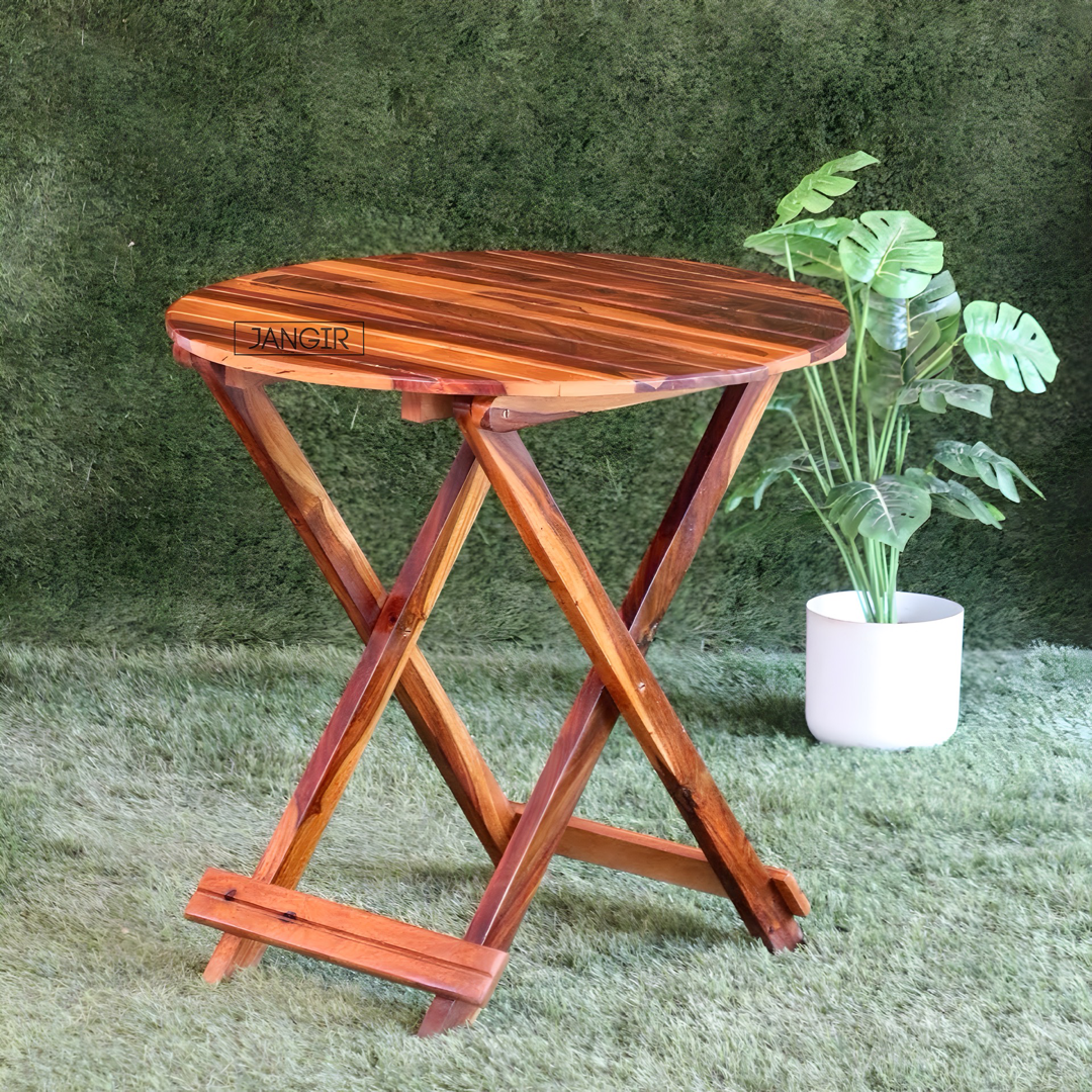 Elevate your outdoor space with our sheesham wood Terrace Outdoor Chair Table Set. Buy folding designed chair table set for your balcony near you in Bangalore!
