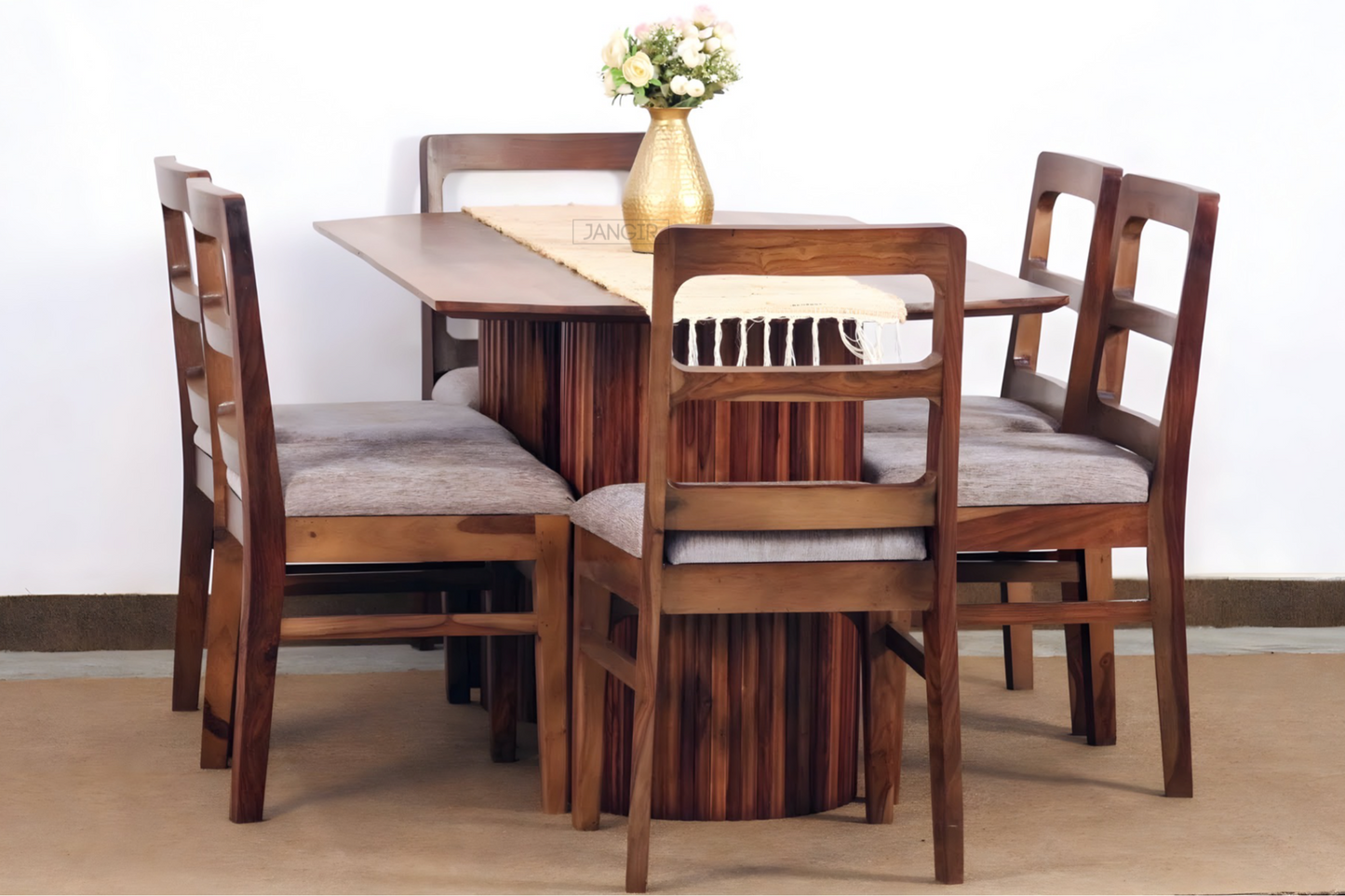 Upgrade your dining room with sheesham wood made Stripper Solid Wood Dining Table Set. Buy modern & Luxury six-seater dining tables today near you in Bangalore