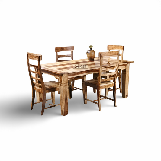 transform your dining room with our Victor Dining Set. Crafted from solid Sheesham wood. find perfect  4 and 6-seater designer dining table for your space today