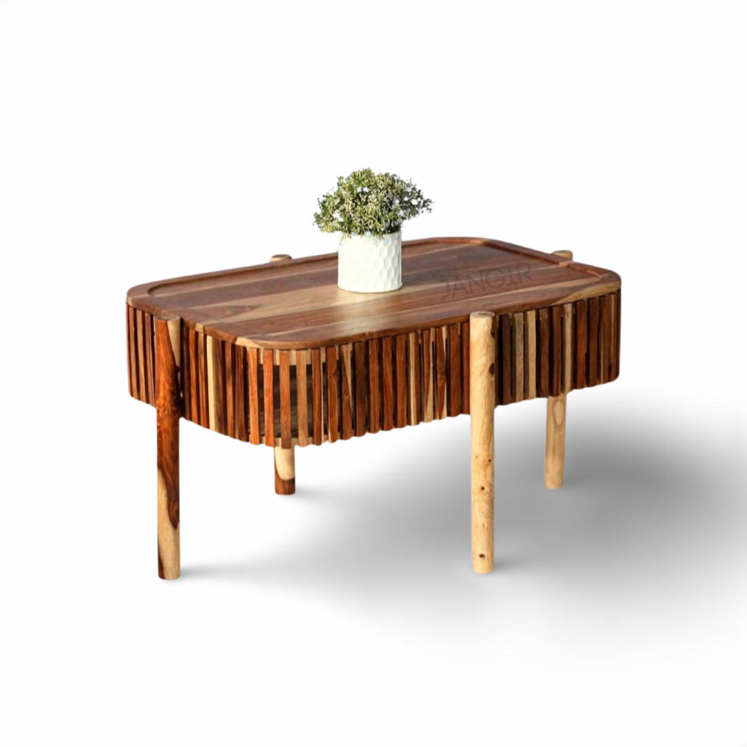 Elevate your space with our sheesham wood Silver grills coffee table with storage. Shop our designer center tables near you in Bangalore